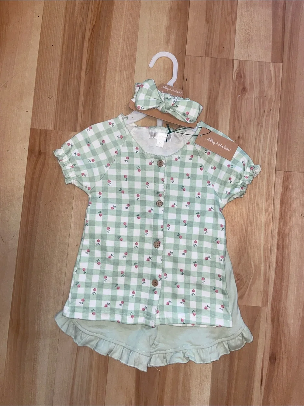 NWT Adley & Hudson Gingham radish Outfit Set size 3T